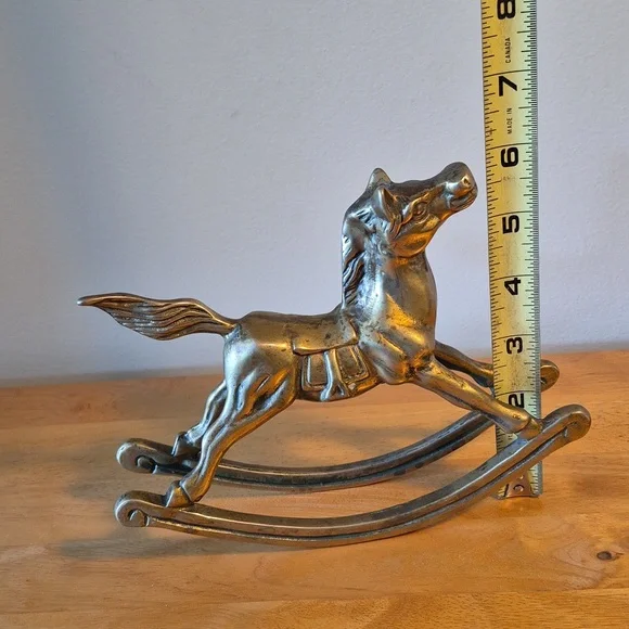VINTAGE Solid Brass Rocking Horse Figurine Home Decor - Picture 13 of 15